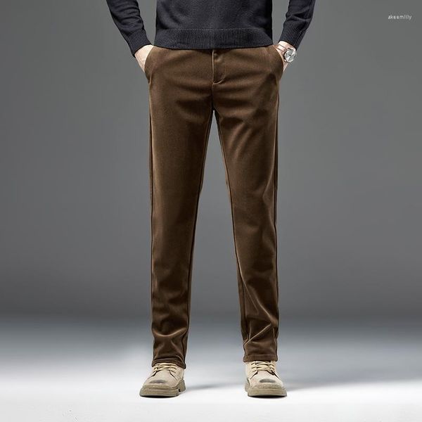 Pantalones de hombre 2023 moda coreana Casual otoño e invierno viajeros de mediana edad versátil pantalones de negocios de pana