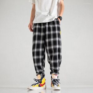 Pantalons pour hommes 2023 mode coréenne unisexe tout match à la mode flanelle large pantalon ample Streetwear Joggers Harajuku Plaid pour hommes