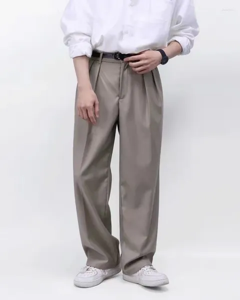 Pantalones para hombres 2023 Estilo coreano Traje de tubo recto Pantalones sueltos de tela de alto grado Moda Tendencia Casual