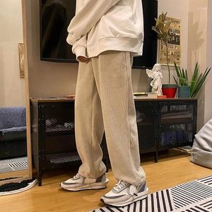 Herenbroek 2023 Man met stropdas en rechte corduroy effen kleur oversized broek Warm Koreaans streetwear voor dagelijks gebruik