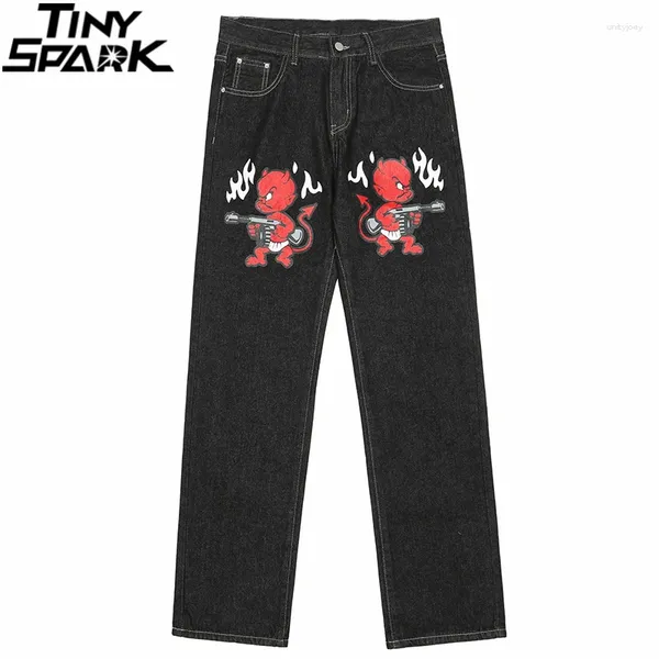 Pantalones para hombres 2023 Hombres Hip Hop Denim Streetwear Evil Devil Gun Impreso Harajuku Algodón Joggers Jeans Pantalones Harem