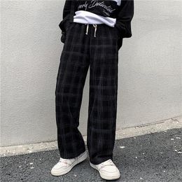 Pantalons pour hommes 2023 Hommes Printemps Automne Casual Plaid Large Jambe Vintage BF Pantalones Droites Mâle Streetwear Corduroy P367