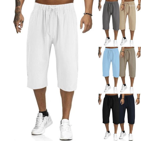 Pantalones para hombres 2023 hombres de verano lino suelto delgado capris para hombre pantalones de pierna recta