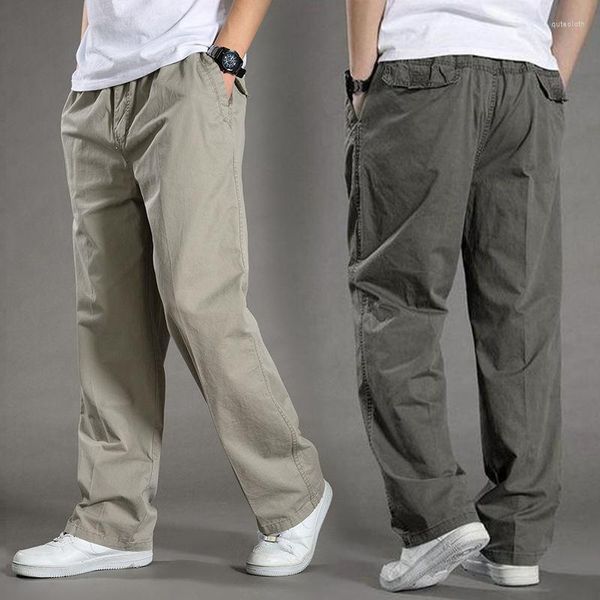 Pantalons pour hommes 2023 hommes décontracté Cargo coton hommes poche lâche pantalon droit élastique travail pantalon marque Fit Joggers mâle Super grande taille