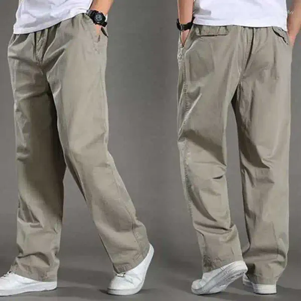 Pantalons pour hommes 2023 Hommes Casual Cargo Coton Hommes Poche Lâche Droite Élastique Travail Pantalon Marque Fit Joggers Mâle Surdimensionné