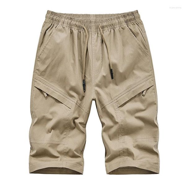 Pantalones de hombre 2023, pantalones cortos de carga tácticos del ejército de algodón de verano para hombre, pantalones militares sueltos informales con varios bolsillos de color caqui a la moda