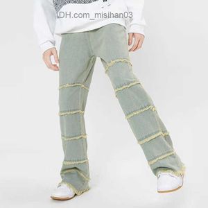 Pantalons pour hommes 2023 New Fashion Wear Fringe Wash Blue Pocket Jeans pour hommes Straight Hip Hop Retro Gothic Denim Pantalons Vetement Homme Z230731