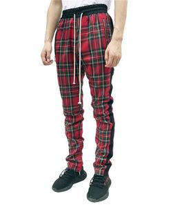 Pantalon masculin 2023 Nouveau pantalon de sport pour hommes Hip Hop Sports Pantalons Red Checkered Street Clothing Ultra Thin Crayer Pantal