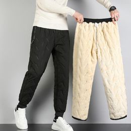 Herenbroek 2023 pluche dikke down down man broek casual mannen warme winter winddichte fleece pant man mannelijke joggingbroek pantalones hombre