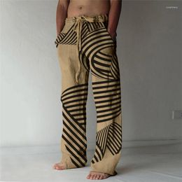 Pantalon Homme 2023 Imprimé Jambe Large Avec Style Rétro Confortable Et Respirant Plage Bord De Mer Tendance