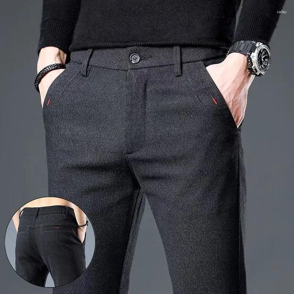 Pantalones para hombres 2023 Slim Casual Longitud completa Moda Negocios Stretch Pantalones Hombre Marca Negro Azul Pantalones