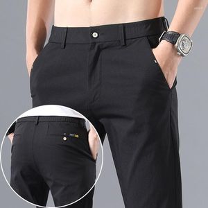 Pantalons pour hommes 2023 coupe ajustée glace soie chino kakis pantalon printemps et été à la mode haut de gamme Stretch affaires décontracté