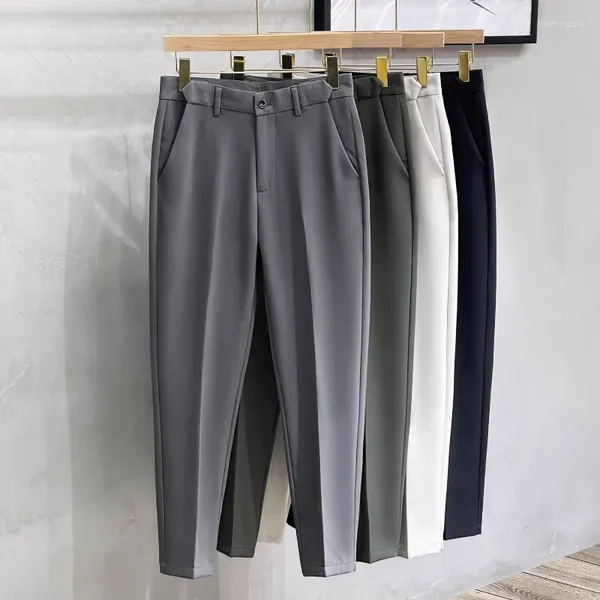 Pantalons pour hommes 2023 printemps et automne loisirs affaires haut de gamme mode coréenne taille poche coupe ajustée droite surdimensionnée