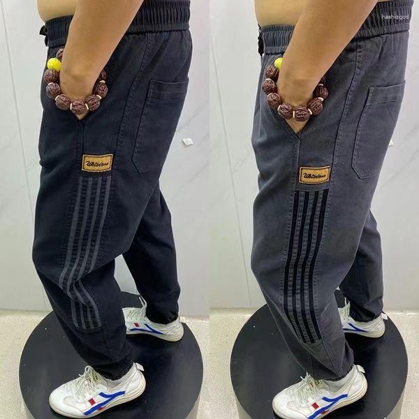 Pantalones para hombres 2023 Primavera y verano Fat Guy Jeans Tamaño suelto Hip Hop Marca de moda Boys' Casual Tie Pies Recortados M-8xL