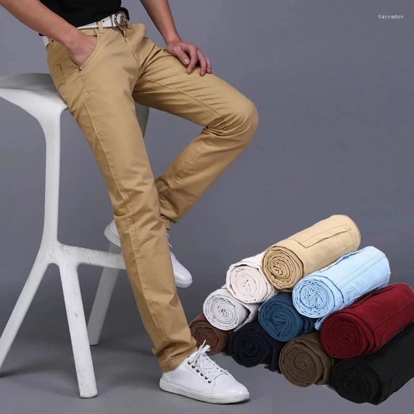 Pantalons pour hommes 2023 printemps automne décontracté hommes coton Slim Fit Chinos mode pantalon 8 couleur mâle marque vêtements grande taille 28-38