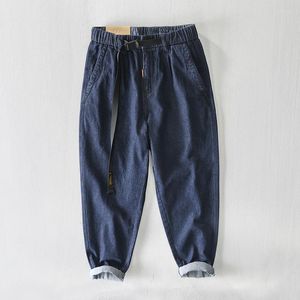 Herenbroek 2023 Spring herfst Men Jeans vracht katoen mannelijk lange casual midden taille losse fit broek dagelijkse safari -stijl