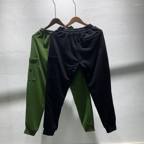 Pantalones de hombre 2023 primavera otoño bolsillo lateral parche bordado pantalones de chándal hombres mujeres ejército verde pantalón de chándal Casual algodón