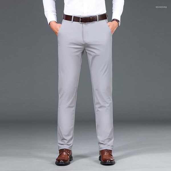 Pantalones de hombre 2023 primavera fibra de bambú Casual estilo clásico moda de negocios pantalones de algodón elástico caqui ropa de marca masculina