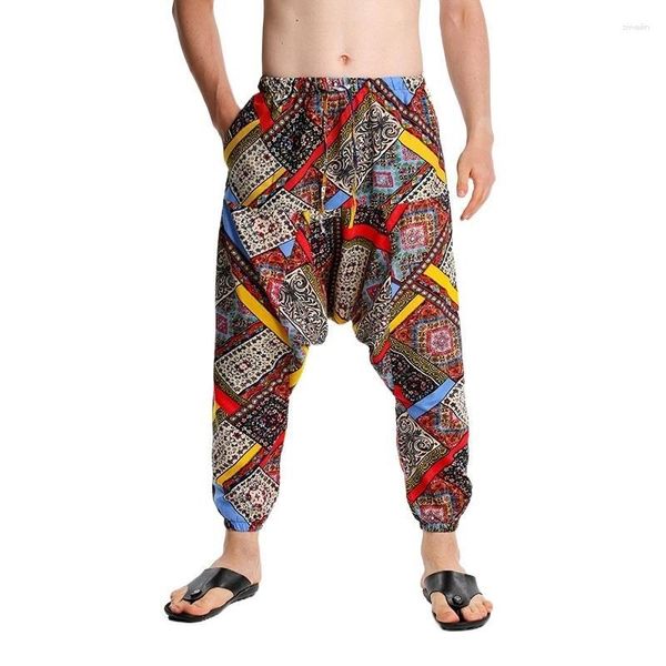 Pantalones para hombres 2023 primavera/verano casual harun yoga estilo étnico flojo ajuste grande colgante colgante de moda