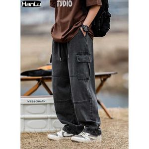 Pantalon masculin 2023 printemps / été Nouveau Harajuku Fashion Retro Street Hip Hop Straight Tube Loose Mens Casual Jeans Q240429
