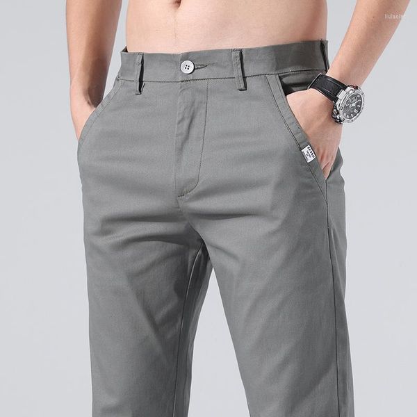 Pantalones de hombre 2023 primavera verano finos para hombre ropa de trabajo delgada informal cintura baja recto Retro algodón cómodo pantalones holgados Hosen 28-38