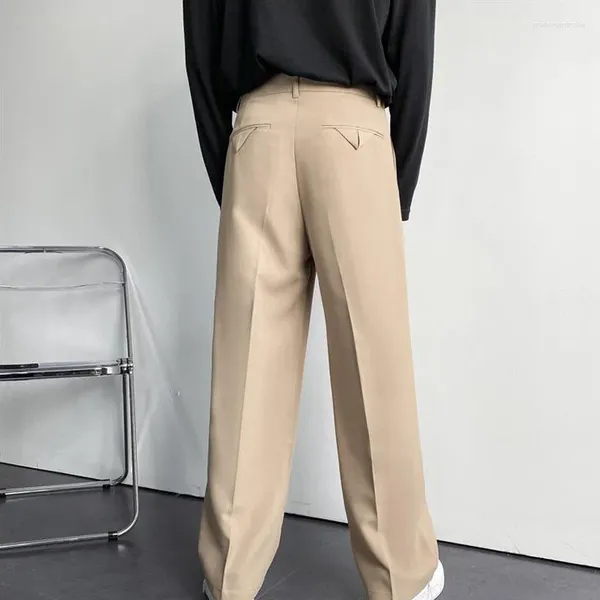 Pantalones para hombres 2023 primavera pierna ancha para hombres ropa de calle coreana moda suelta recta alta altura color sólido pantalones casuales