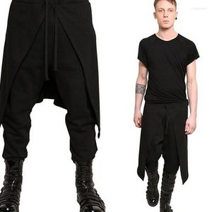 Herenbroek 2023 streetwear heren gotische punkstijl harem zwarte hiphop slijtage losse trekkoord baggy dansende kruisbroek