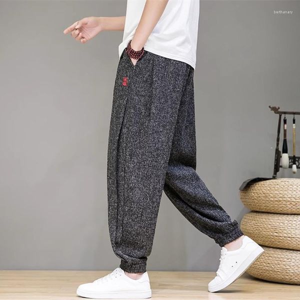 Pantalones para hombres 2023 verano chino estilo Harajuku jogging hombres Casual bordado suelto Harlem pantalones Vintage pantalones de chándal 5XL