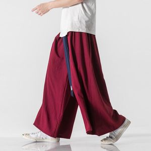 Pantalons pour hommes 2023 été hommes coton lin jambe large hommes Style chinois haute rue HanFu pantalon mâle grand drapé entrejambe Robe 3XL