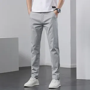 Herenbroek 2023 Zomerheren Stretch Slim Fit Elastische taille Formele zaken klassiek Koreaanse dunne casual broek mannelijk zwart grijs 28-38