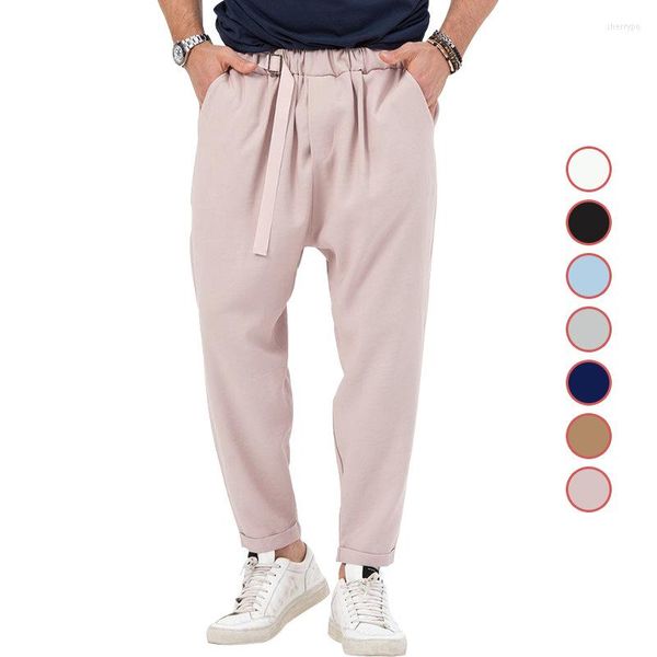 Pantalons pour hommes 2023 été hommes haut décontracté tendance couleur unie Simple mode Harlan large hanche à l'écoute pour les hommes