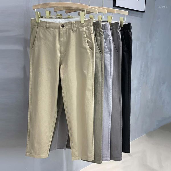 Pantalones de hombre 2023 verano Oficina clásico negro blanco moda recto Delgado marca ropa Casual hombre