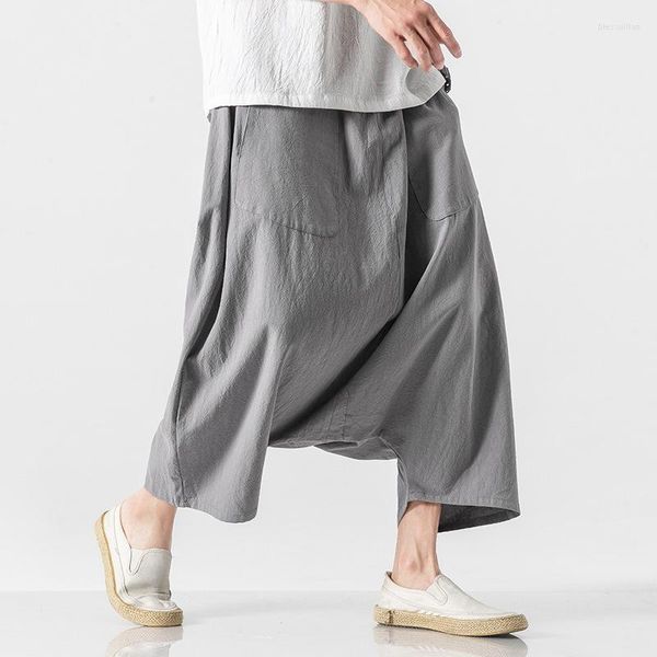 Pantalon homme 2023 été Design Original hommes coton jambe large décontracté grand japonais ample Octet bas entrejambe pantalon