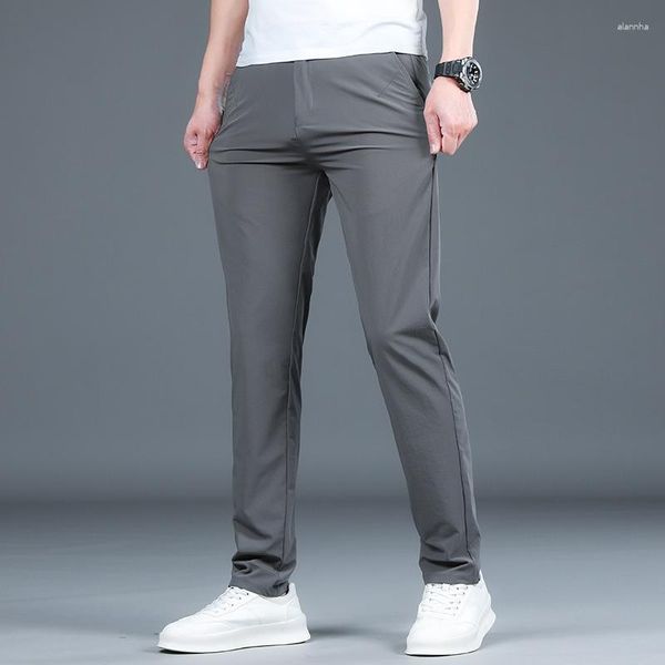 Pantalons pour hommes 2023 été Style hommes Slim Fit gris foncé décontracté classique affaires mode élastique Force couleur unie pantalon mâle