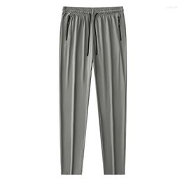 Pantalons pour hommes 2023 pantalons de survêtement d'été respirant Nylon Spandex vêtements de sport poches zippées pantalon droit mâle longue piste décontractée