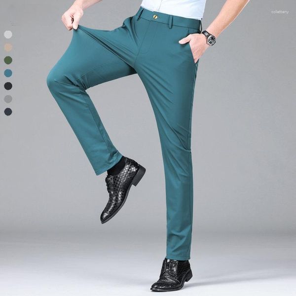 Pantalon pour hommes 2023 Pantalon d'été Section mince Slim Casual Homme Multi Couleur en option Soie glacée Lâche Droite Business