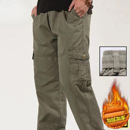 Pantalones para hombres 2023 Invierno Cargo Hombres Multi-bolsillos Algodón Casual Ancho Masculino Ropa de trabajo Pantalones rectos sueltos Tamaño grande Z68