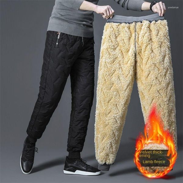 Pantalones para hombres 2023 Winter Lambswool Cálido Espesar Hombres sueltos Jogger Fleece Casual Long Track A prueba de viento Pantalones térmicos impermeables