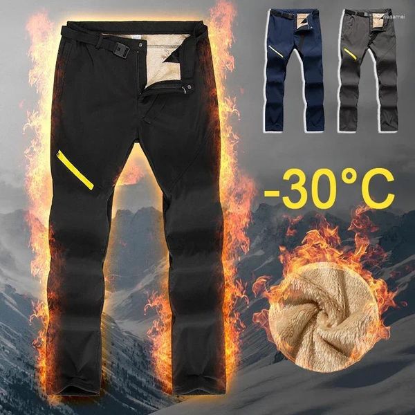 Pantalons pour hommes 2023 Hiver Outdoor Casual Hommes Épaissi Agneau Cachemire Chaud Et Imperméable Élastique Polaire Alpinisme