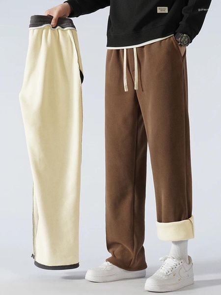 Pantalons pour hommes 2023 hiver pantalons de survêtement 450G poids épais chaud polaire piste droite mâle pantalon thermique ample grande taille