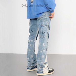 Herenbroeken 2023 Y2K straatkleding glitter bag jeans cargo broek herenkleding wassen blauw recht nieuw Kpop Denim broek Vetement Homme Z230801