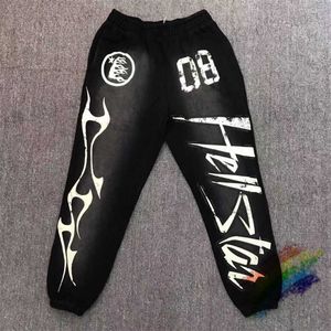 Mannen Broek 2023fw Hellstar Dios Flare Joggingbroek Mannen Vrouwen 1 1 Hoge Kwaliteit Zwart Groen Geel Jogger Trekkoord Flare broek T230712