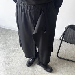 Pantalon pour hommes 2023couche foncé et noir design double femme japon streetwear mode lâche décontracté kimono mâle pantalon à jambe large