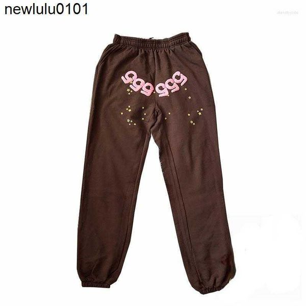 Pantalons pour hommes 2023ss marron Graffiti Web motif 555555 pantalons de survêtement hommes femmes haute qualité Sp5der Joggers pantalon à cordon