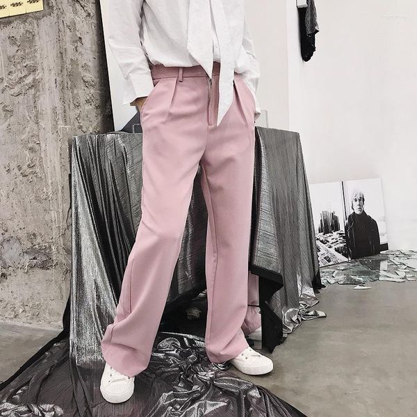 Pantalons pour hommes 2023 Straight Male Pant Business Women Men Suit Casual Streetwear Hip Hop Vintage Fashion Pantalon Noir Rose Blanc