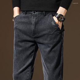 Pantalons pour hommes 2024 Automne Classique Travail Stretch Coton Taille Élastique Business Slim Fit Épais Casual Cargo Pantalon Mâle