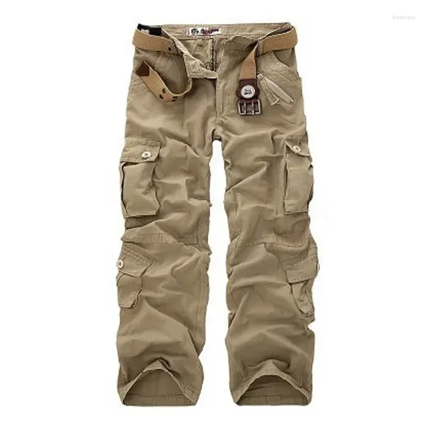 Pantalones para hombres 2024 Otoño Hombres Cargo Bolsillos grandes Decoración para hombre Pantalones casuales Ejército sin cinturón