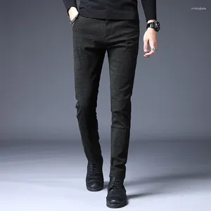 Herenbroek 2024 Autumn Winter Business Casual Trend Designer Slim Male broek Classic Stripes Hoge kwaliteit Stretch Men