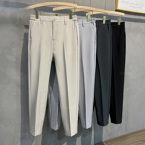 Pantalones para hombre 2024 Otoño Invierno Casual traje pantalón Slim Fit trabajo cintura elástica pantalones gruesos para correr masculino negro talla grande 40 42