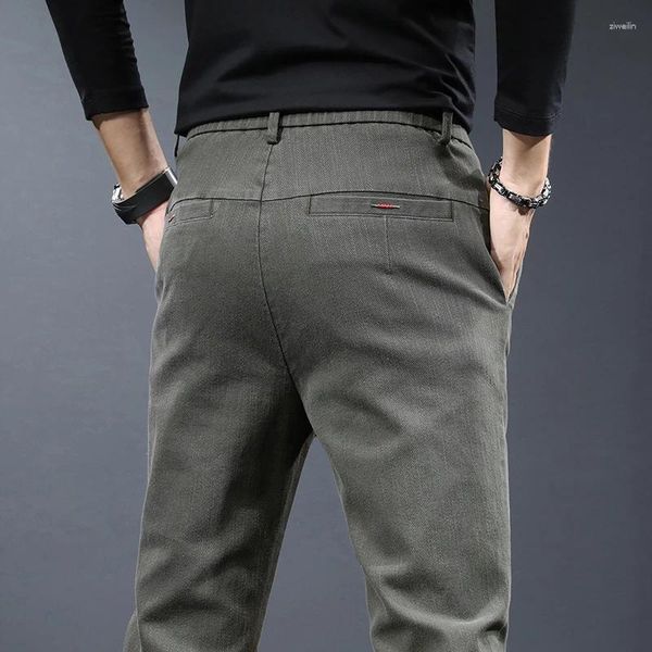 Pantalons pour hommes 2024 Automne Hiver Travail classique Stretch Hommes Coton Business Slim Fit Gris Noir Corée Épais Casual Cargo Pantalon Mâle
